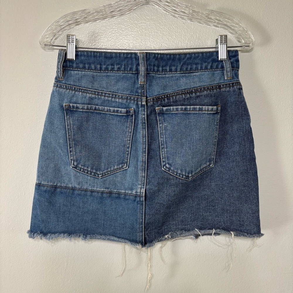 Pacsun Y2K Denim Raw Hem Patchwork Mini Skirt Size 25 - Picture 6 of 6